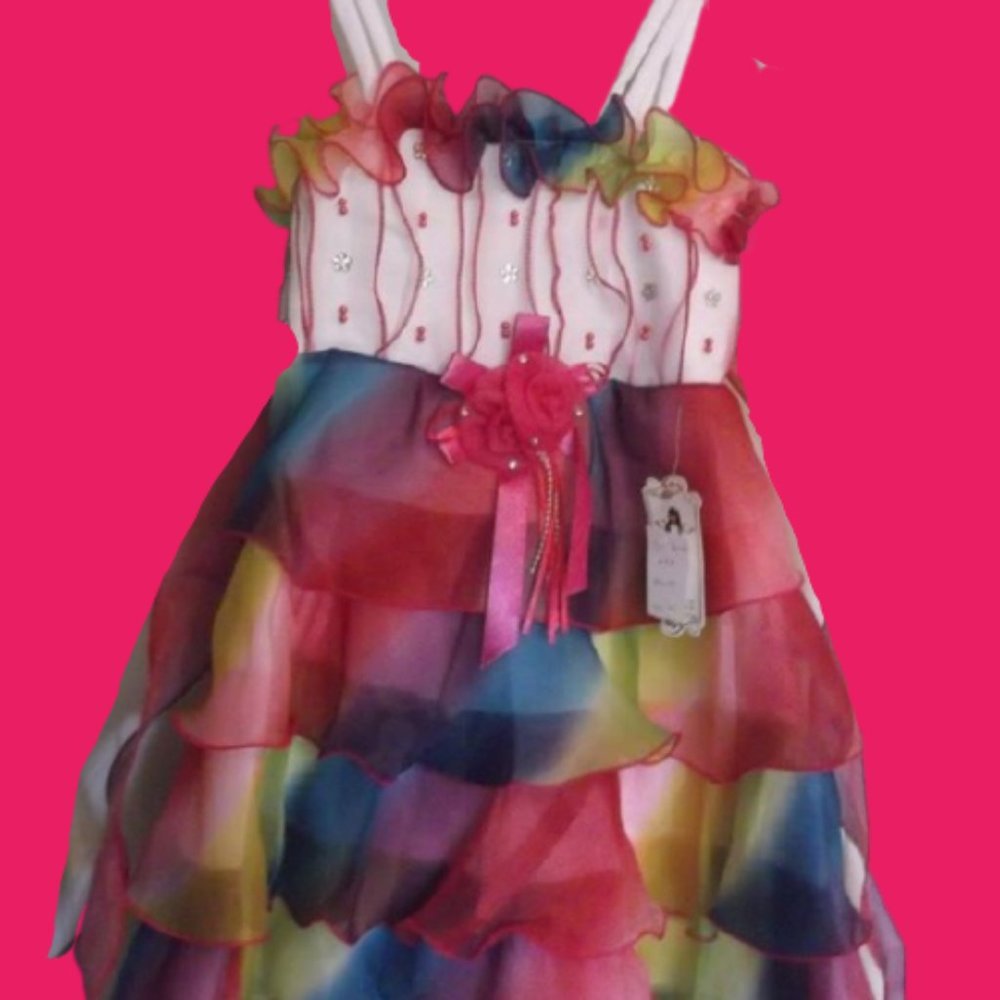 Multi Color Party Dress Girls Size 6 NWT